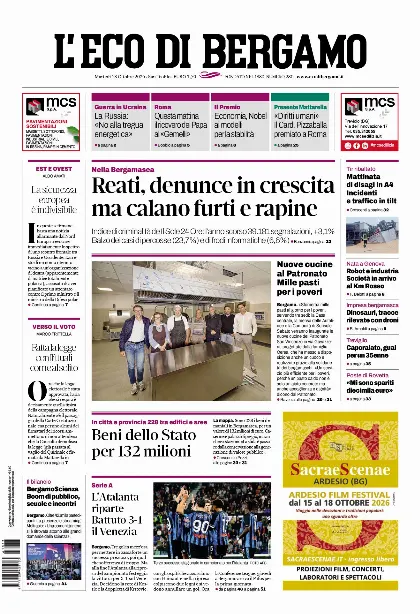 Prima pagina L'Eco di Bergamo