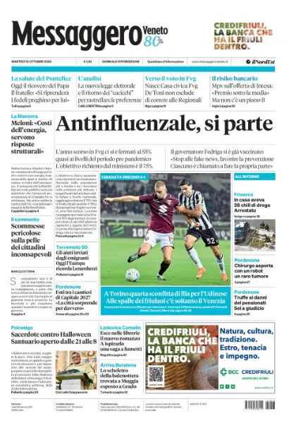 Prima pagina Messaggero Veneto | Pordenone