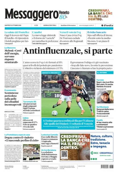 Prima pagina Messaggero Veneto | Udine