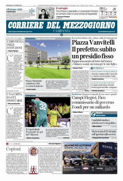 Prima pagina Corriere del Mezzogiorno | Campania