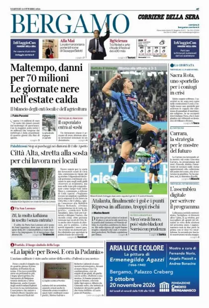Prima pagina Corriere della Sera | Bergamo
