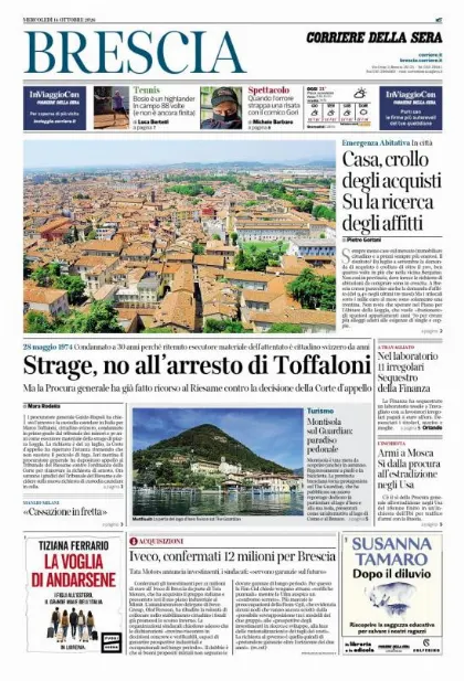Prima pagina Corriere della Sera | Brescia