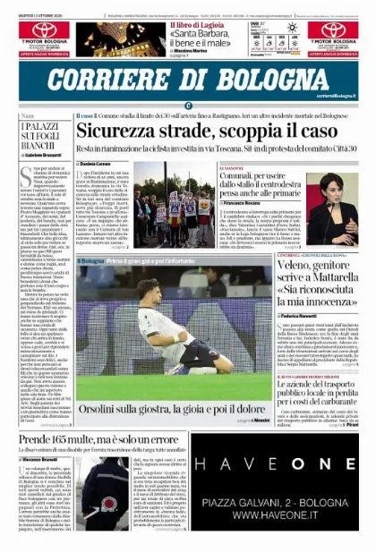 Prima pagina Corriere di Bologna