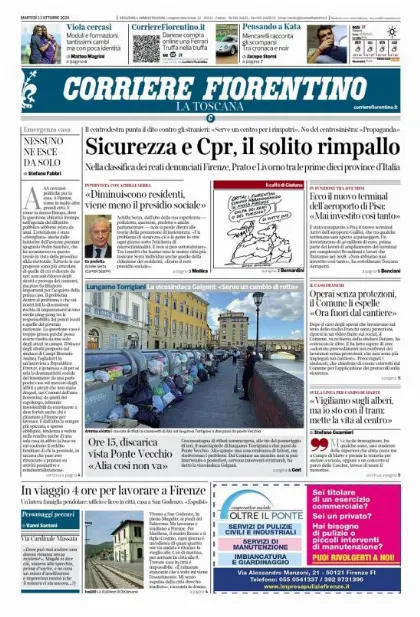 Prima pagina Corriere Fiorentino