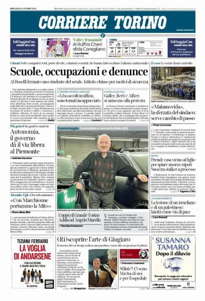 Prima pagina Corriere della Sera | Torino