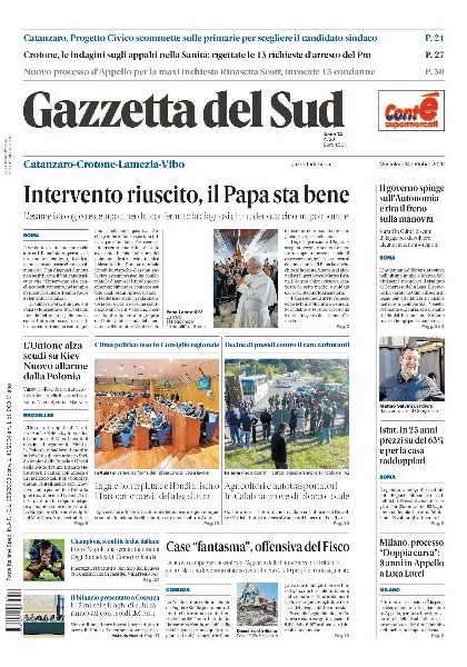 Prima pagina Gazzetta del Sud | Catanzaro
