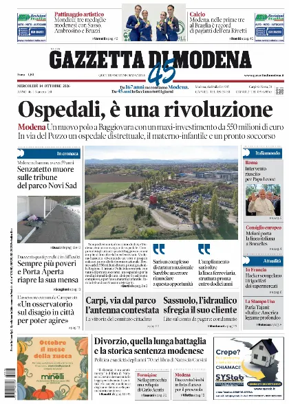 Prima pagina Gazzetta di Modena