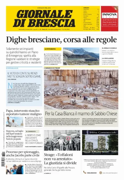 Prima pagina Giornale di Brescia