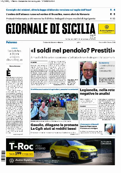 Prima pagina Giornale di Sicilia