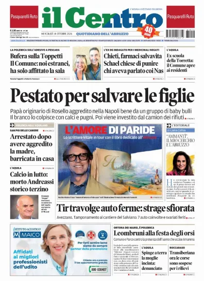 Prima pagina Il Centro | L'Aquila