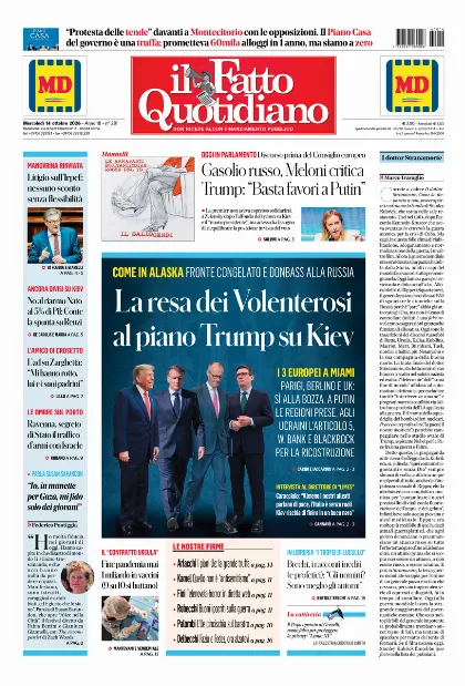 Prima pagina Il Fatto Quotidiano