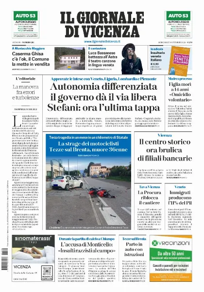 Prima pagina Il Giornale di Vicenza