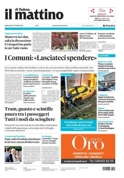 Prima pagina Il Mattino di Padova | Padova
