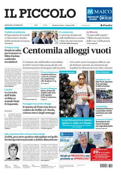 Prima pagina Il Piccolo | Trieste