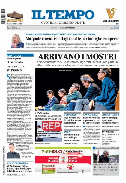 Prima pagina Il Tempo