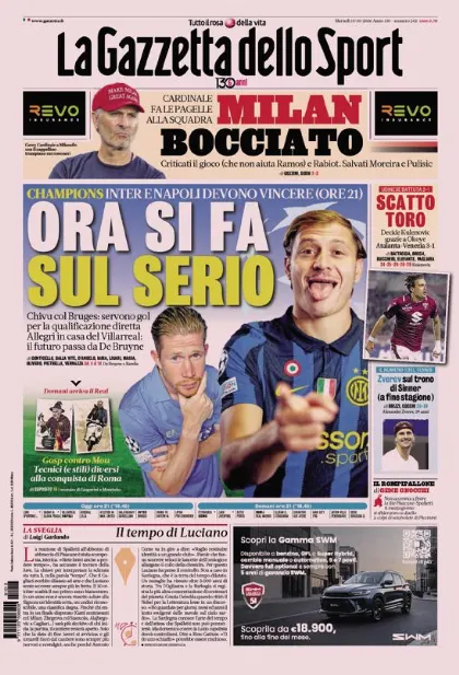 Prima pagina La Gazzetta dello Sport