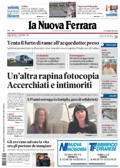Prima pagina La Nuova Ferrara