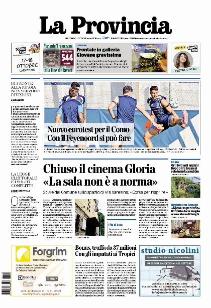 Prima pagina La Provincia