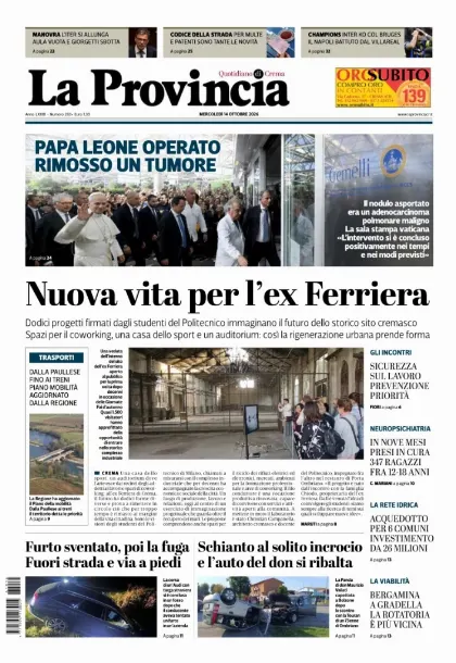Prima pagina La Provincia | Crema
