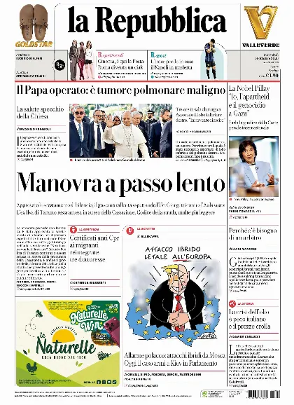 Prima pagina la Repubblica