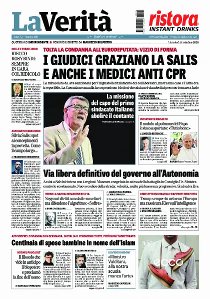 Prima pagina La Verita