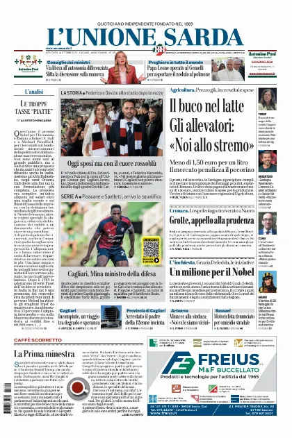 Prima pagina L Unione Sarda