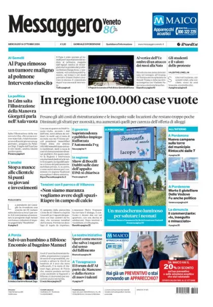 Prima pagina Messaggero Veneto | Pordenone