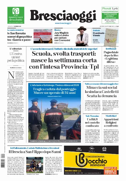 Prima pagina Bresciaoggi