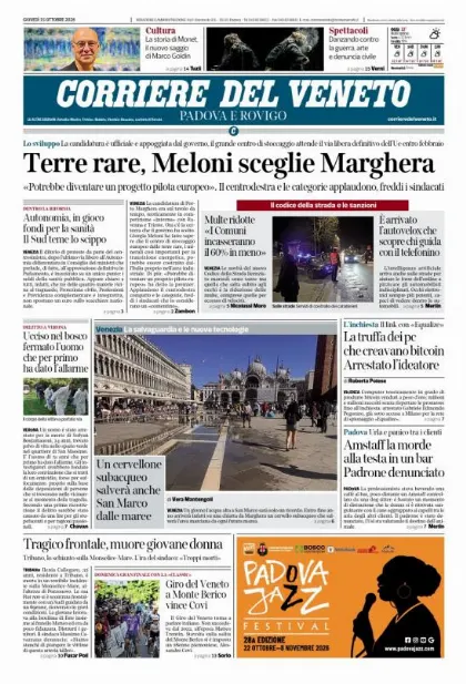 Prima pagina Corriere del Veneto | Padova e Rovigo