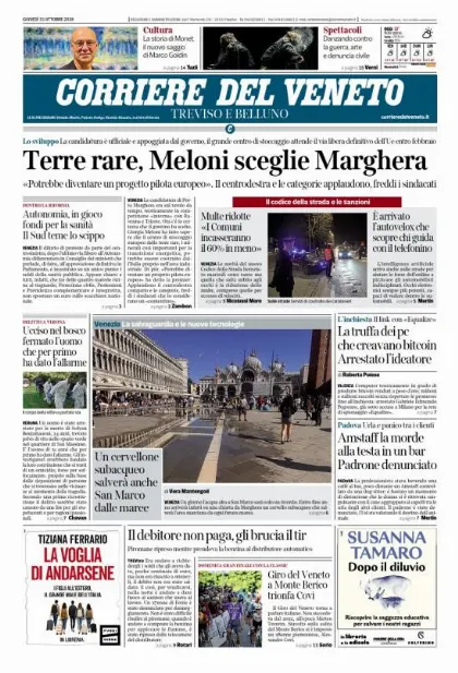 Prima pagina Corriere del Veneto | Treviso e Belluno