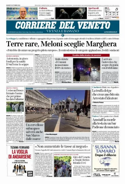 Prima pagina Corriere del Veneto | Vicenza e Bassano