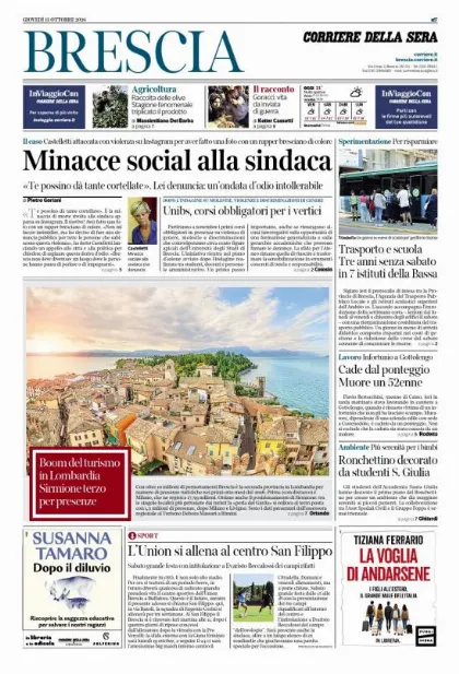 Prima pagina Corriere della Sera | Brescia
