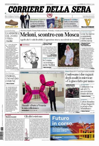 Prima pagina Corriere della Sera