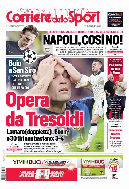 Prima pagina Corriere dello Sport - Stadio