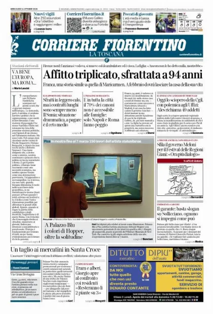Prima pagina Corriere Fiorentino