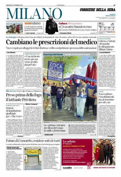 Prima pagina Corriere della Sera | Milano