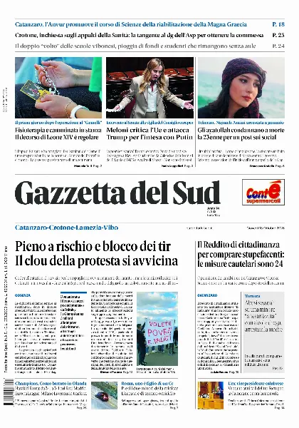 Prima pagina Gazzetta del Sud | Catanzaro