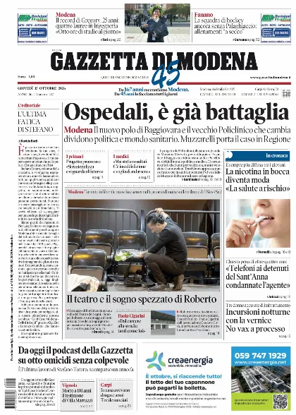Prima pagina Gazzetta di Modena