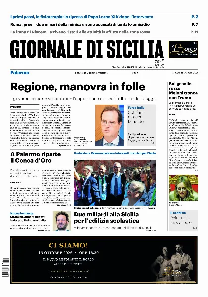 Prima pagina Giornale di Sicilia