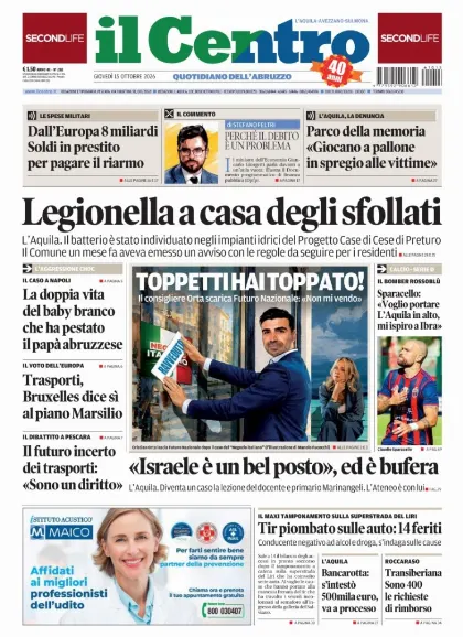 Prima pagina Il Centro | L'Aquila