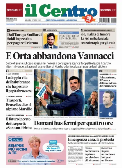 Prima pagina Il Centro | Pescara