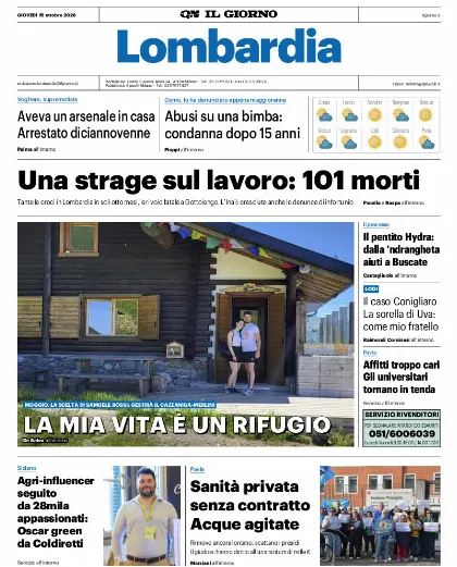 Prima pagina Il Giorno