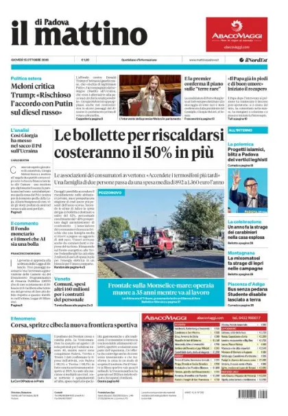 Prima pagina Il Mattino di Padova | Padova