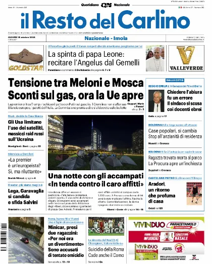 Prima pagina Il Resto del Carlino