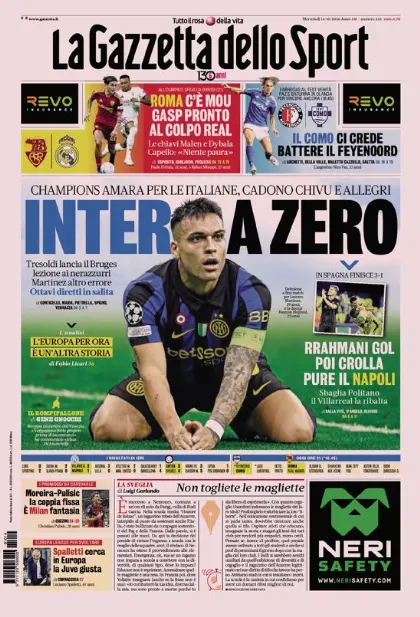 Prima pagina La Gazzetta dello Sport