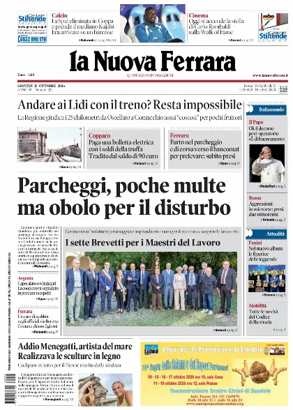 Prima pagina La Nuova Ferrara