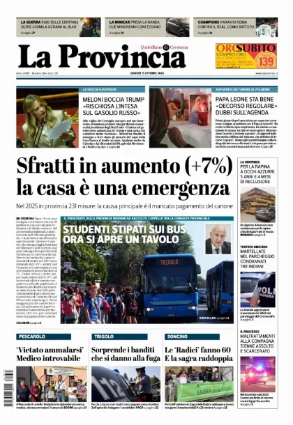 Prima pagina La Provincia