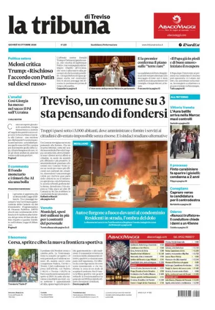 Prima pagina La Tribuna di Treviso | Treviso
