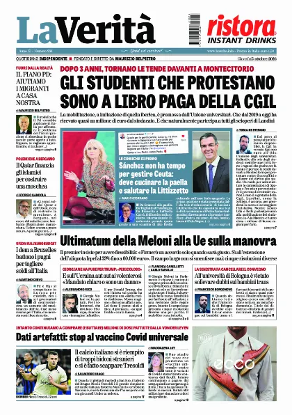 Prima pagina La Verita