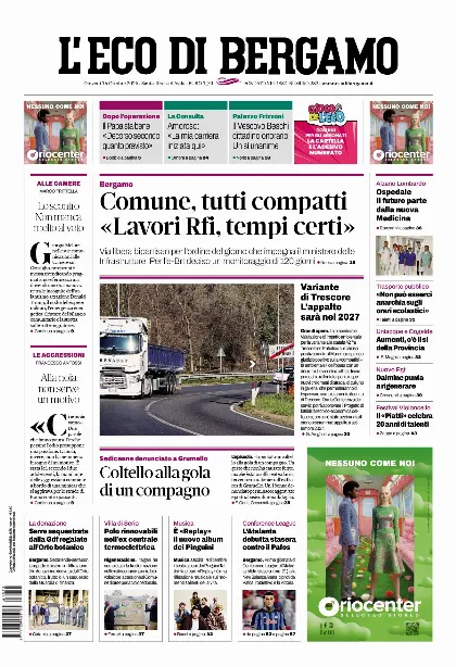 Prima pagina L'Eco di Bergamo